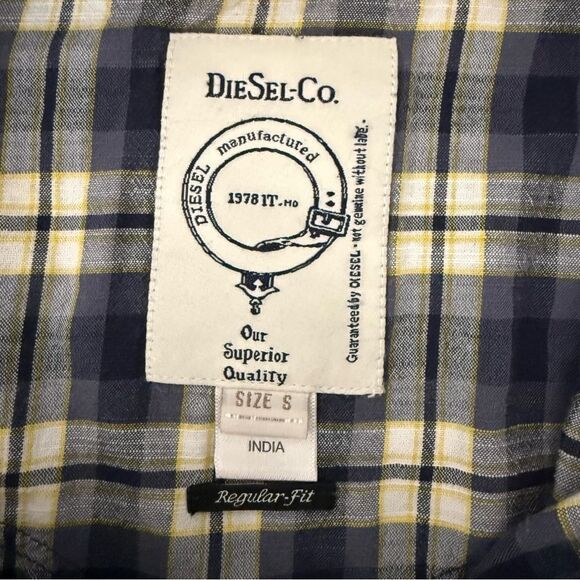 Diesel Shirt Mens Sz S Plaid Button Up Long Sleeve Western Cowboy Rocker Y2K - Picture 8 of 11